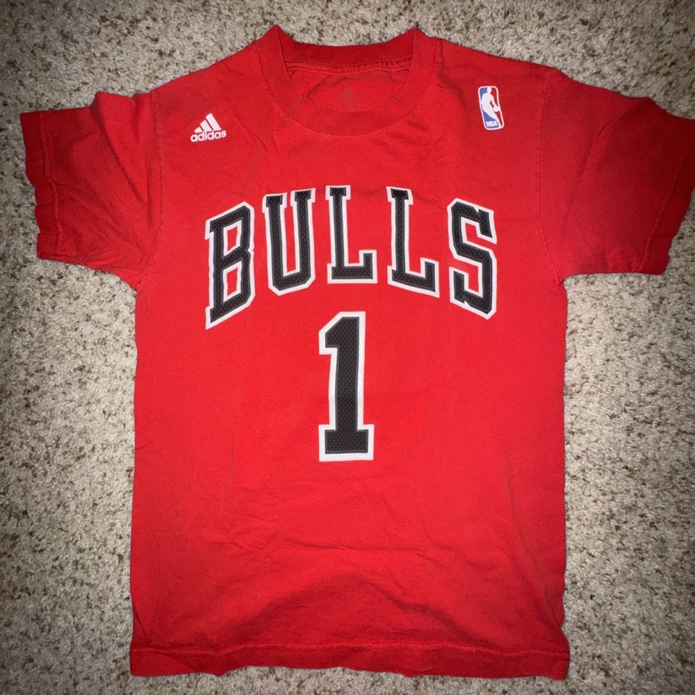 Chicago Bulls Shirt Mens Small Red NBA Basketball Adidas Derrick Rose 1